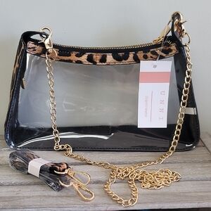 Clear and Leopard Print Women's Bag